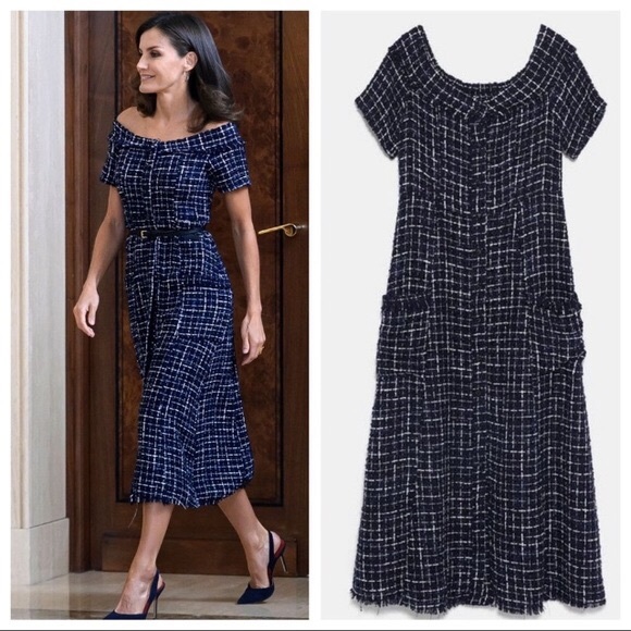 Zara Dresses & Skirts - 🔥GORGEOUS🔥 ZARA | Tweed Dress W/Gem Buttons!!